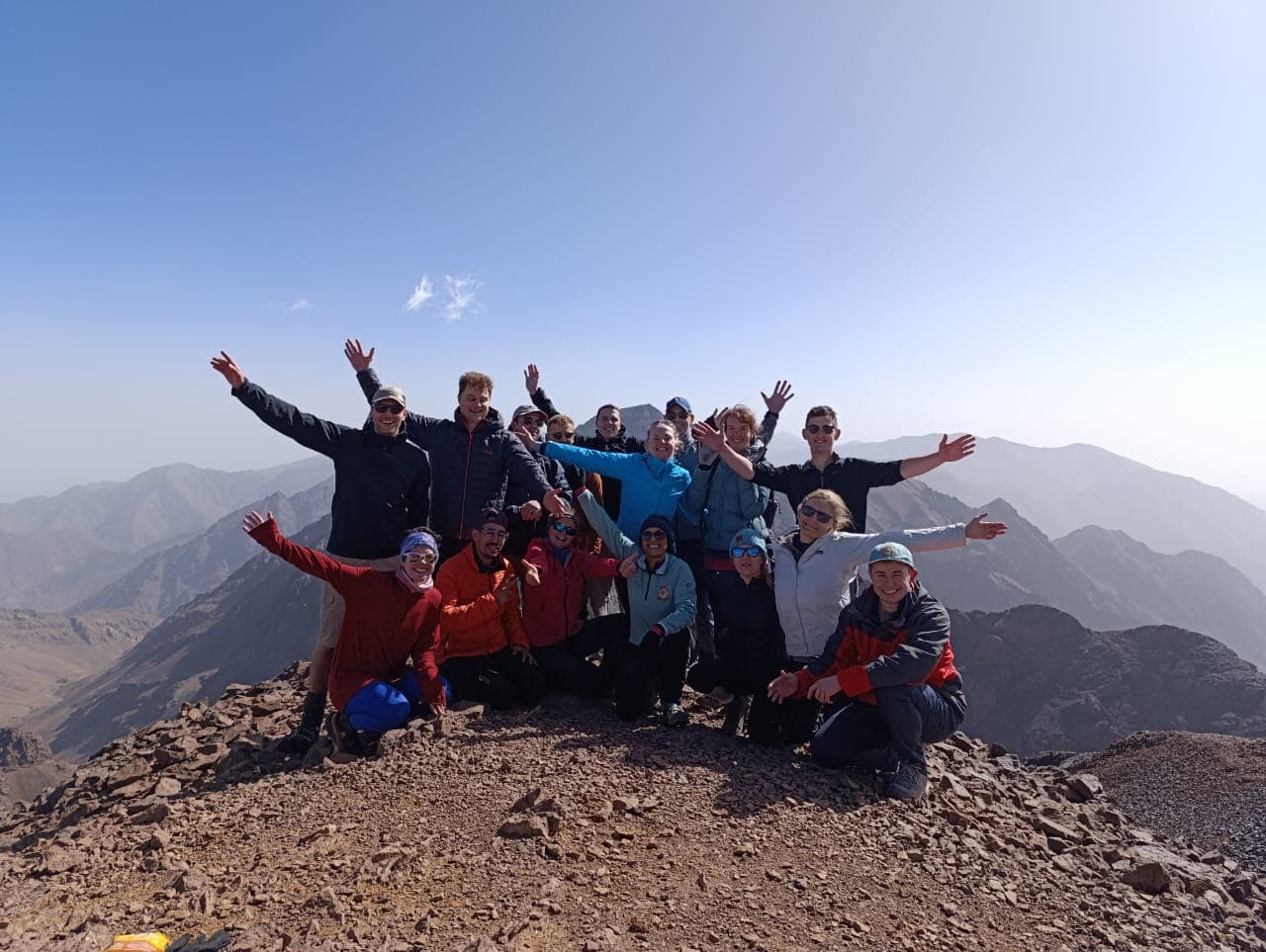 Hiking group in Morocco mountains